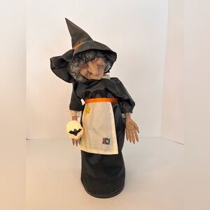 Halloween Witch Doll Spooky‎ Red Eyes with Skeleton Head Night Witch.